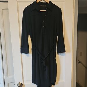 The Limited Black Buttoned Tie Front Dress